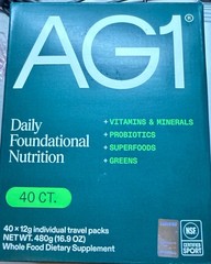 AG1, Greens, Daily Foundational Nutrition, Packet, 40 CT, Sealed Box, EXP 05/26