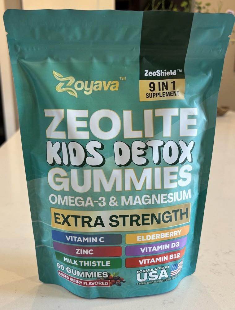 Zoyava Zeolite Kids Detox Gummies Omega 3 Strawberry 60 Ct. Exp 03/28 Sealed