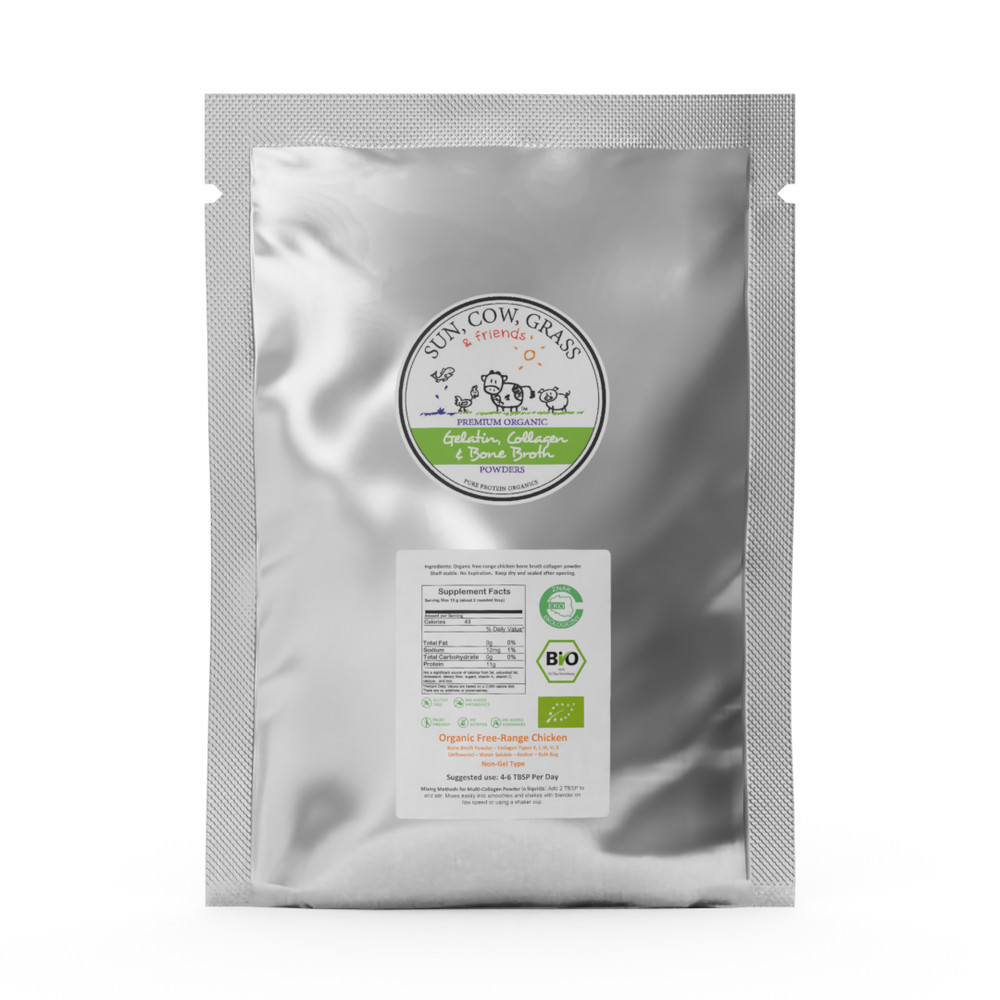 Chicken Bone Broth Collagen Powder – Pure & Organic – Free-Range (1lb / 453g) D