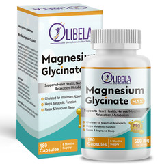 Cápsulas De Magnesio 500mg Glicenato Quelato Antiestrés, Musculo, Relajar, Sueño