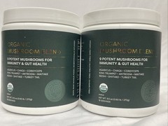 2 Pack Global Healing Organic Mushrooms Blend Supplement 9.5 Oz Sugar Free Vegan