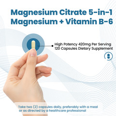 Magnesium Complex 5-in-1 including Glycinate and Citrate – 240 Capsules – 2 Pack