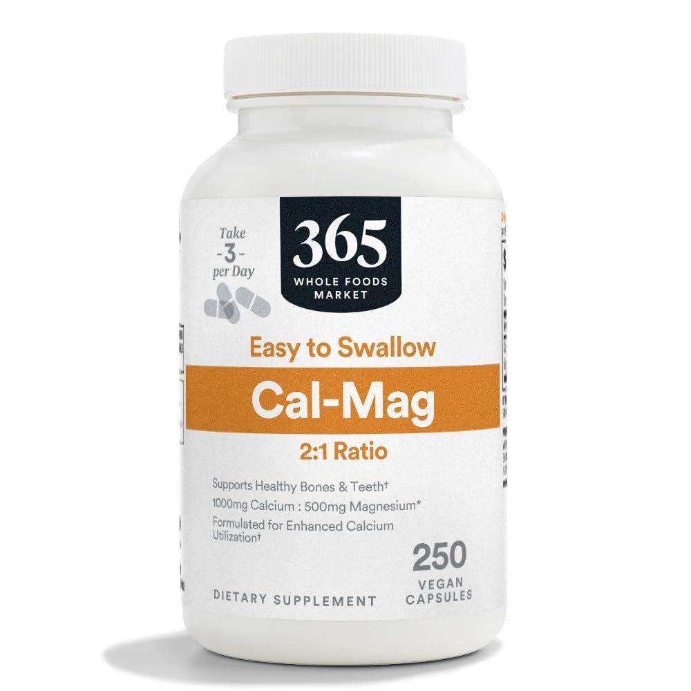 10/27 365 by Whole Foods Market, Cal-Mag 2:1 Ratio, Easy-to-Swallow Vegan Capsul