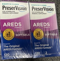 2-Bausch + Lomb PreserVision Areds Soft Gels 120 Softgels Each NEW