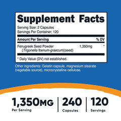 Nutricost Fenugreek Capsules Supplement – 240 Capsules
