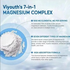 1-3PCS Viyouth Magnesium 7 Complex Capsules 60 Count Sleep Support Bone Health-+