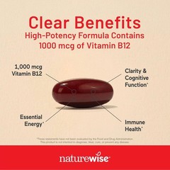 Vitamin B12 1000 mcg – Non-GMO, Gluten & Soy Free – 60 Easy-to-Swallow Softgels