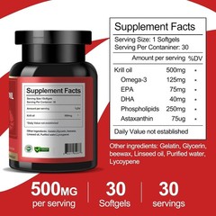Wild-Caught Omega-3 Krill Oil 500 mg Softgels – Purity and Health in Every Dose