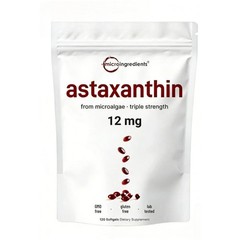 Micro Ingredients Natural Astaxanthin 12mg | 120 Softgels, Easy to Swallow