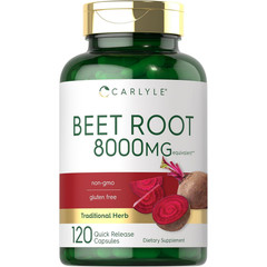 USDA Organic Extra Strength Beet Root 20:1 Extract 8000 mg Strength 120 Capsules