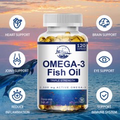 2PACKS Omega 3 Fish Oil Capsules 3x Strength 3600mg EPA & DHA, Highest Potency