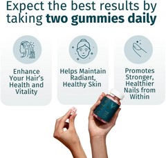 WEEM Hair Skin and Nails Gummies, Vegan biotin Vitamins, Healthy Hair (Pack 3)
