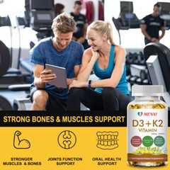 Vitamin K2 (MK7) w/ D3 Bone & Heart Health Non GMO & Gluten Free Easy to Swallow