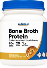 Nutricost Chicken Bone Broth Protein (Chicken Soup Flavored, 20 Servings) (1LB)
