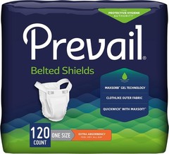 Prevail Incontinence Unisex Belted Shields, Disposable Adult Belted Shield for