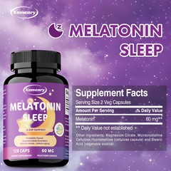 Melatonin Sleep 60mg – Night Sleep Aid, Fall Asleep Faster,Improve Sleep Quality