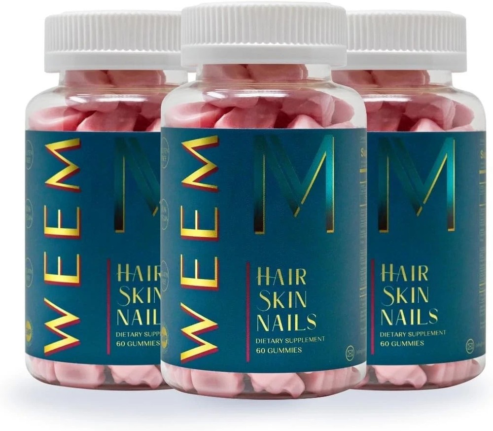 3 PACK-WEEM Hair Skin and Nails Gummies, Supports Healthy Hair, Glowing Skin