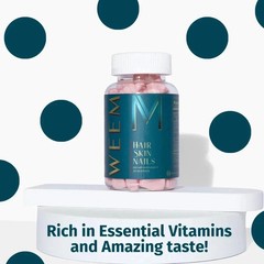 1 Pack WEEM Hair Skin & Nails Gummies Vegan Biotin Vitamin Support
