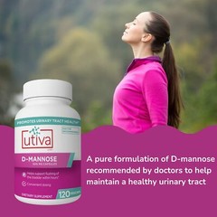 Utiva D Mannose 120 Count Bladder and Urinary Tract Supplement Easy to Swallow
