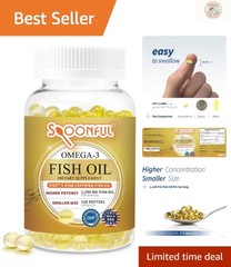 Easy-to-Swallow iFOS Certified Mini Omega 3 Fish Oil, 120 Softgels for Wellness