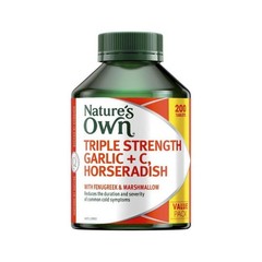 Nature’s Own Triple Strength Garlic + Vitamin C & Horseradish – 200 Tablets