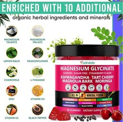 Adndale 90ct 15-in-1 Magnesium Glycinate Gummies 400 mg/serv- with Magnesium …