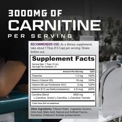 Cutler Nutrition Liquid Carnitine 3000 Multi Flavors, 3000mg Triple L-Carnitine