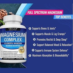 Toplux Nutrition Magnesium Complex 1000mg Supports 8Elemental Magnesium new