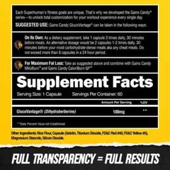 Alpha Lion Gains Candy Glucovantage Fat Loss & Muscle Building 60 Capsules NEW