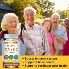 Vitamin K2 (MK7) w/ D3 Bone & Heart Health Non GMO & Gluten Free Easy to Swallow
