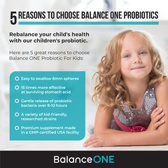 Balance ONE Kids Probiotic, Easy-to-Swallow Pearls, Sugar Free, 2 Month Supply