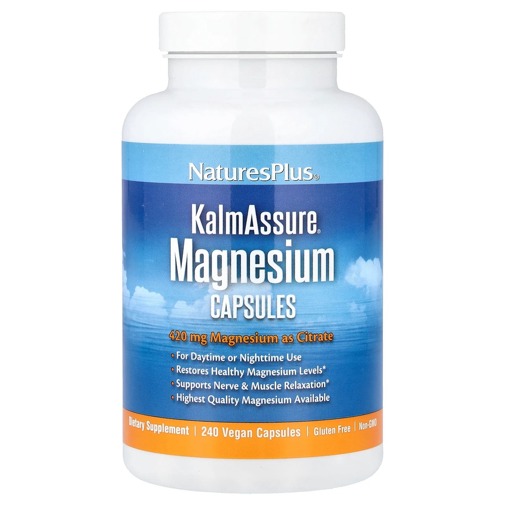 2 X NaturesPlus, KalmAssure®, Magnesium, 240 Vegan Capsules (105 mg per Capsule