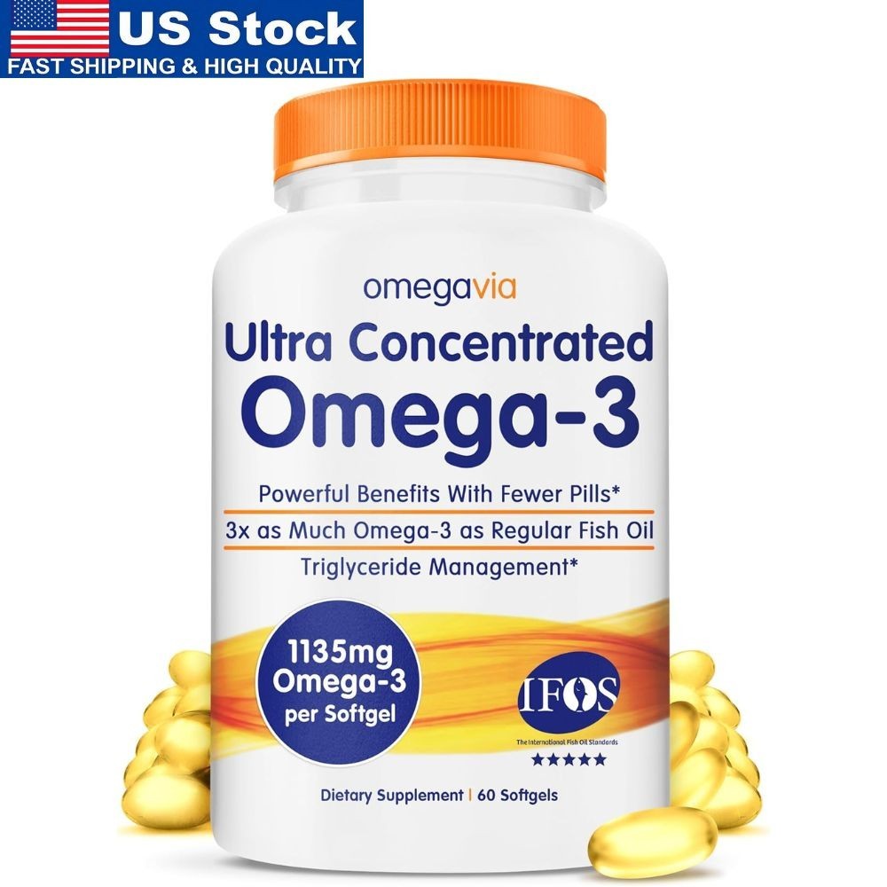 OmegaVia Ultra Concentrated Omega-3 1135mg 60 Softgels US Stock