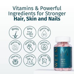 3 PACK WEEM Hair Skin & Nails Gummies Support Healthy Hair Vegan biotin Vitamin