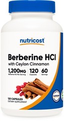 Nutricost Berberine HCl with Ceylon Cinnamon Capsules (120 Count) – Vegan