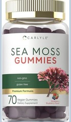 Carlyle Sea Moss Gummies 70 Ct Strawberry Blueberry Vegan Non-GMO Gluten Free