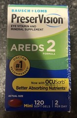 Bausch + Lomb PreserVision AREDS 2 Eye Vitamins 120 Mini Softgels. EXP : 6/26