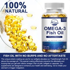 2PACKS Omega 3 Fish Oil Capsules 3x Strength 3600mg EPA & DHA, Highest Potency
