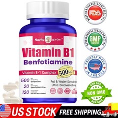 Vitamin B-1 Thiamine 500 mg, 60 Day Supply Dietary Supplement, Easy-to-Swallow