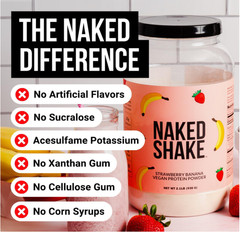 NAKED Shake Vegan Protein Powder, Strawberry Banana, 30 Servings