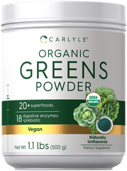 Organic Greens Powder | 17.6 oz | Digestive Enzymes + Prebiotic | by Carlyle