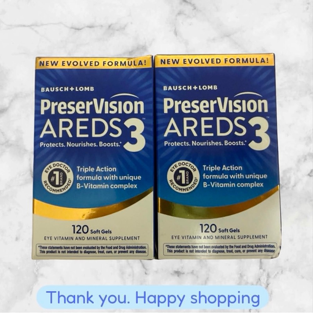 FOR 2 PreserVision AREDS 3 Eye Vitamin Soft Gels 120ct Each Exp2027+ NEW SHIP