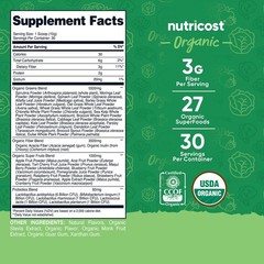 Nutricost Organic Super Greens Powder (30 Servings) Unflavored