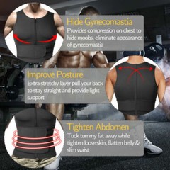 2022 New Men’s Compression T-Shirt Waist Trainer Body Shaper Fat Burn Sauna Suit