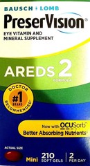 Bausch+Lomb PreserVision AREDS 2 Formula 210 Soft Gels Eye Vits+Mins EXP 08/2026