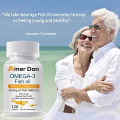 Omega 3 Fish Oil Capsules 3x Strength 3600mg EPA & DHA, Highest Potency 120Pills