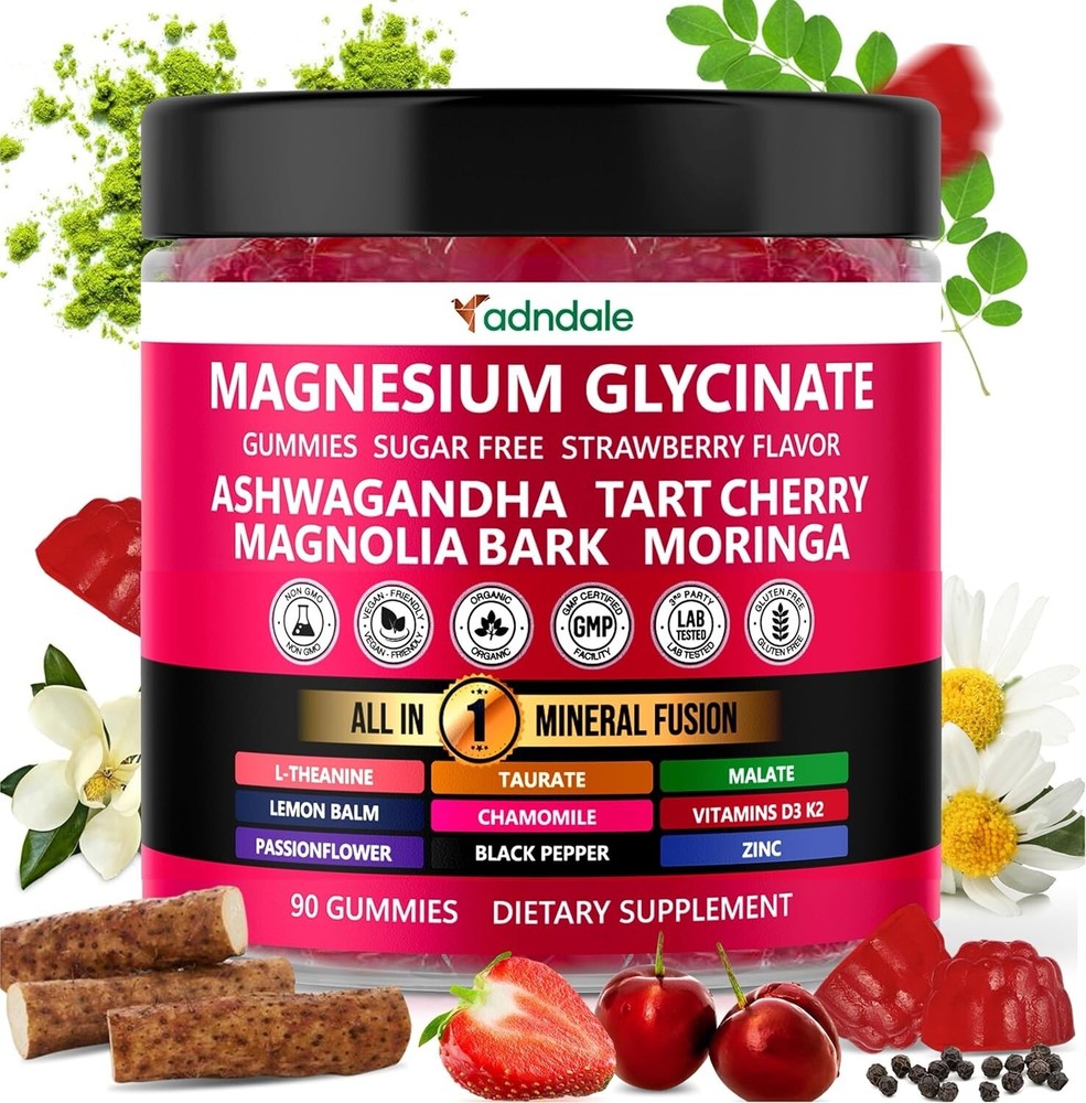Adndale 90ct 15-in-1 Magnesium Glycinate Gummies 400 mg/serv- with Magnesium …