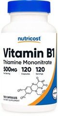 Nutricost Vitamin B1 (Thiamin) 500mg, 120 Capsules – Gluten Free & Non-GMO