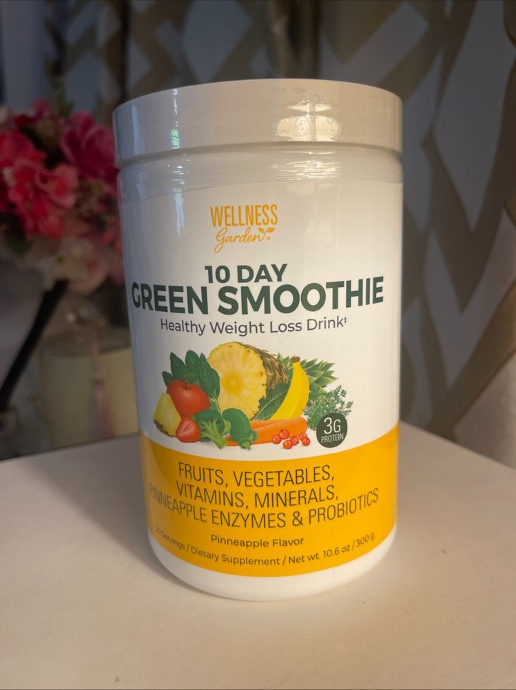 Wellness Garden 10 Day Green Smoothie – Pineapple Flavor – 20 Serving 10.6 oz