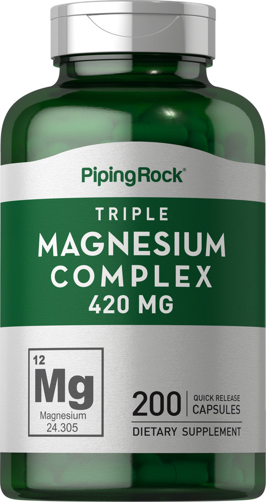 Triple Magnesium Complex | 420 mg | 200 Capsules | Non-GMO | By Piping Rock